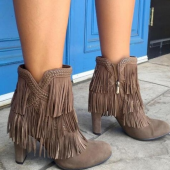 Sam Edelman  Kaleb女士流苏高跟短靴