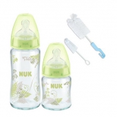 NUK 新生儿宽口玻璃奶瓶套 120ML奶瓶+240ML奶瓶+奶瓶刷+奶嘴刷