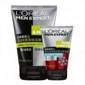 L‘OREAL欧莱雅 男士控油炭爽双效洁面膏100ml+火山岩洁面啫喱50ml