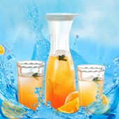 前1小时# 利比 果汁冷水玻璃壶 1L+时尚蜂窝杯*2