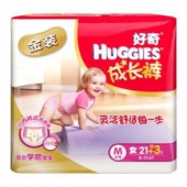 HUGGIES 好奇 金装 女宝宝 成长裤 M 21+3片