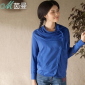 茵曼 秋季女士毛织斜门开衫外套