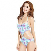 ELLE 1ZY024 印花挂脖式连体泳衣