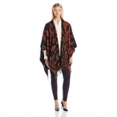 Phenix Cashmere Womens Ocelot Merino Wool Jacquard Ruana100%美利奴羊毛披肩