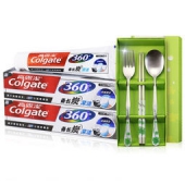 Colgate 高露潔 360备长炭深洁牙膏（冬青薄荷）120g*2支+餐具礼盒（随机）
