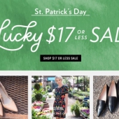 6PM St Patrick's Day 大促，男女服饰鞋包等 $17封顶