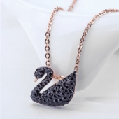 施华洛世奇（SWAROVSKI） Iconic Swan  黑天鹅镀玫瑰金项链