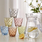 北欧风水具# 颐品 创意彩色珠点玻璃杯子套装 7件