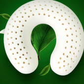 当当优品 天然乳胶U型枕头 28*28*10cm  天然环保 抗菌防螨