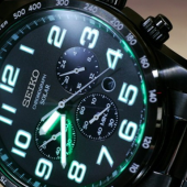 精工（SEIKO） SSC229 三眼计时太阳能男表 100米防水