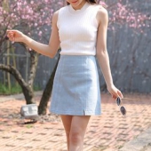 潞依韩 高腰A型包臀女裙子 29元包邮(49-20券)