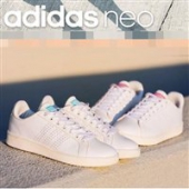2017年春季新款！Adidas阿迪达斯NEO系列Cloudfoam Valclean情侣款经典小白鞋/波鞋 清新薄荷蓝/樱桃粉