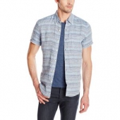 限S码 幸运牌 Lucky Brand Jacquard Blue 男短袖衬衫