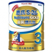 惠氏（Wyeth）S-26金装膳儿加幼儿全营养配方奶粉 3段 900克（罐装）