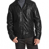 L码： TOMMY HILFIGER Faux-Leather Zip-Front 男士仿皮夹克   到手约￥280