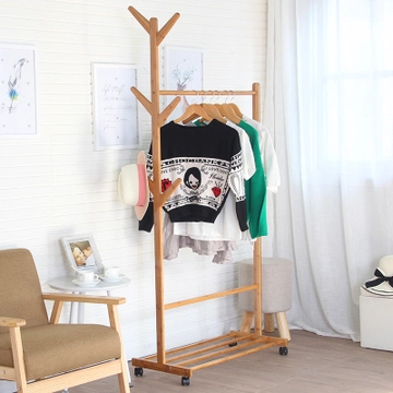 思巧 楠竹可移动落地衣帽架 176*38*60cm