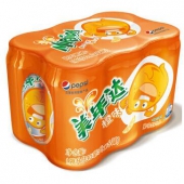 限地区：美年达 橙味碳酸饮料330ml*6听 塑包