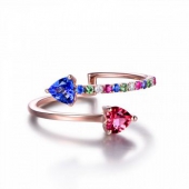 米莱珠宝 幾米授权系列 0.55克拉 坦桑石碧玺戒指