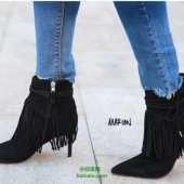 Sam Edelman 女士羊皮流苏高跟短靴 2色$59.99 到手￥535 国内￥1340