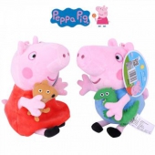 【女王节】Peppa Pig小猪佩奇 毛绒公仔玩具 佩佩抱泰迪/乔治抱恐龙 19cm
