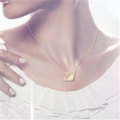 极致璀璨—铭刻永恒：Swarovski施华洛世奇Crystal Pave Swan Necklace金色天鹅水晶项链