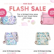 Kipling 美国官网限时闪购 精选斜挎包、托特包 $24.99/$34.99  满$75免美国境内运费