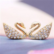 SWAROVSKI 施华洛世奇 经典款密镶仿水晶天鹅耳钉 金色