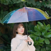 甜美清新# 天雨伞业 半自动长柄透明雨伞 2把