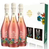卡维留里（CAVICCHIOLI） 意大利之花 桃红起泡葡萄酒 750ml*3瓶 三支礼盒装