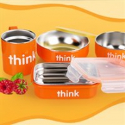 嗯哼大王同款：Thinkbaby宝宝不锈钢餐具4套装   橙色