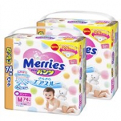 花王拉拉裤M码74片X2包(6~11kg可用)