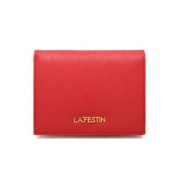 Lafestin拉菲斯汀 牛皮短款三折钱包女士钱包