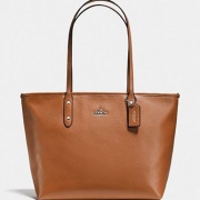 COACH蔻驰 Pebbled City Zip Tote 女款真皮单肩包
