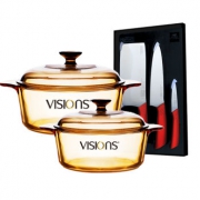 康宁（VISIONS） 晶彩透明锅套装  VS2.25L+VS1.25L+刀具