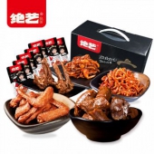 绝艺 麻辣零食大礼包395g 大辣鸭脖鸭翅鱿鱼鸭锁骨脆骨