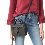 Rebecca Minkoff Dog Clip 女士真皮手提斜挎包 黑色