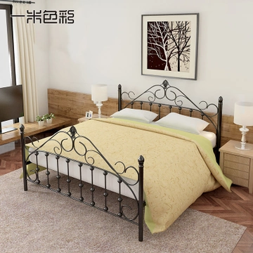 一米色彩 铁艺田园复古双人床 1.5*2m