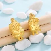 萃华金店 萌宠小黄人系列 3D硬金 Stuart斯图尔特吊坠 约1.6g