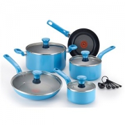 T-fal C969SE Excite 防粘洗碗机/烤箱 Safe PFOA 炊具套装，14 件套，蓝色
