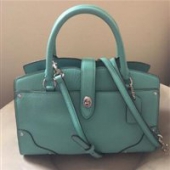 COACH蔻驰Grain Leather Mercer 24 Satchel女士真皮托特包 粉嫩蓝