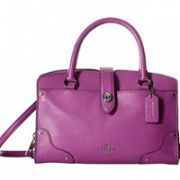 COACH蔻驰Grain Leather Mercer 24 Satchel女士真皮托特包  淡紫色