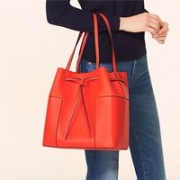 TORY BURCH 汤丽柏琦 BLOCK-T 女士真皮水桶包 红色