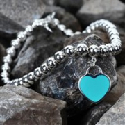 Tiffany&Co 蒂芙尼 心形镶蓝珐琅珠式手链