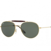 Ray-Ban “飞行员双桥”太阳镜 金/绿色