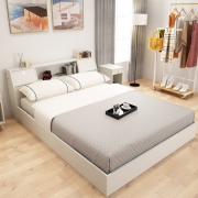 择木宜居 实木板式床 1.2米 床头置物柜