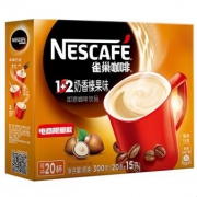 雀巢咖啡(Nescafé)1+2奶香榛果味 即溶咖啡饮品 300g（共20条）