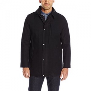 Calvin Klein Mens Wool Carcoat, Black, SMALL