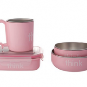 中亚Prime会员： Thinkbaby 不锈钢餐具套装 4件套粉色