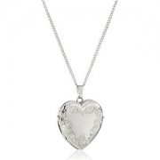 Amazon Collection Sterling Silver Engraved 纯银雕花心形相框项链