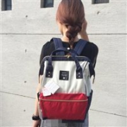 日本ANELLO 当红潮牌 帆布大号双肩包 红白配色